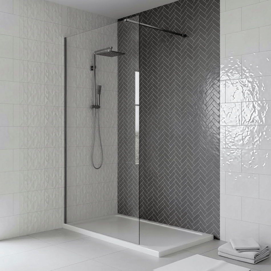 Wet Room Shower Screen 900 x 2000mm Chrome Profile