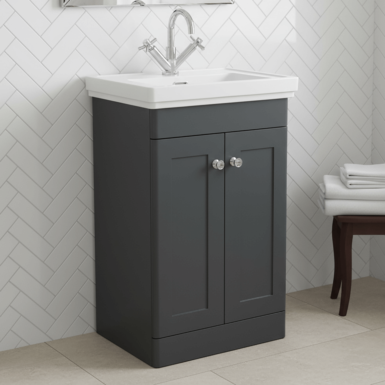 Traditional 500mm Floor Standing Bathroom Vanity Soft Black