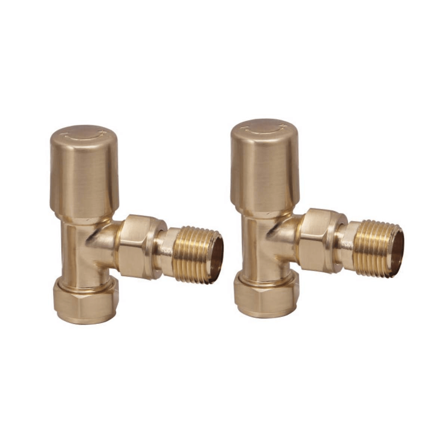 Angled Radiator Towel Valves Brushed Brass (Pair))