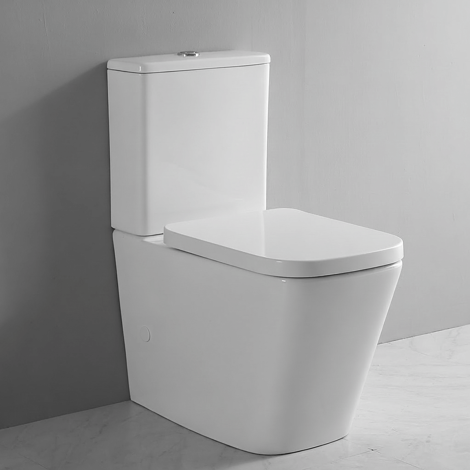 Ekora Rimless Close Coupled Flush-to-Wall Square Toilet