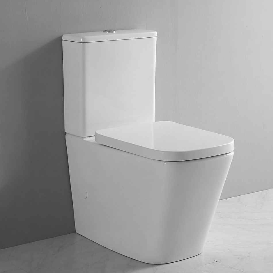Ekora Rimless Close Coupled Flush-to-Wall Square Toilet