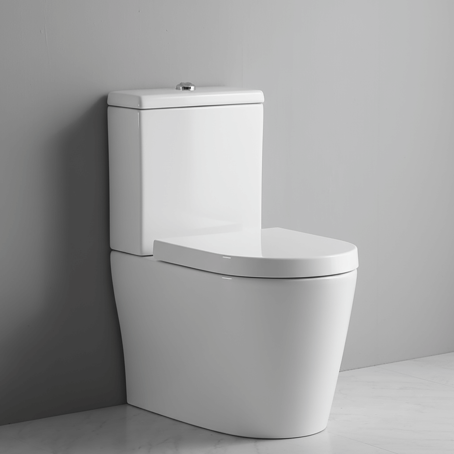 Ekora Rimless Close Coupled Flush-to-Wall Round Toilet