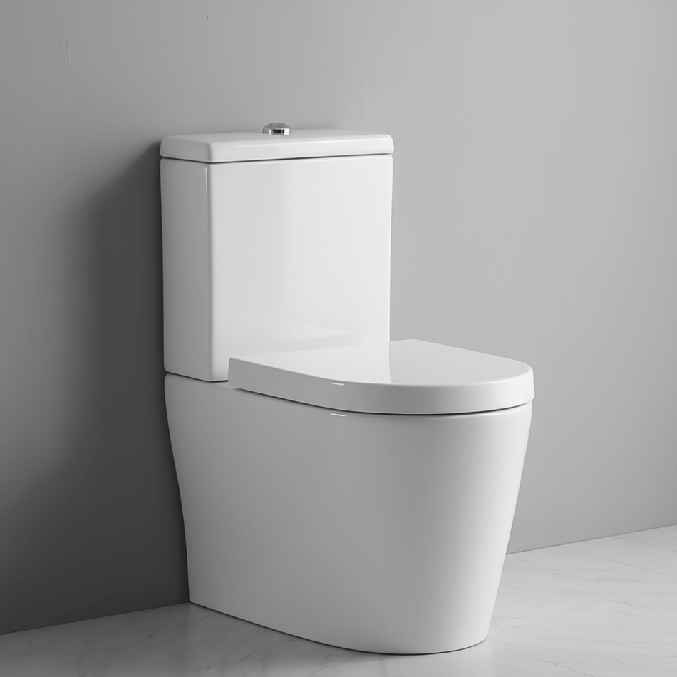 Ekora Rimless Close Coupled Flush-to-Wall Round Toilet