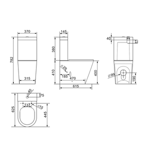 Ekora Rimless Close Coupled Flush-to-Wall Round Toilet