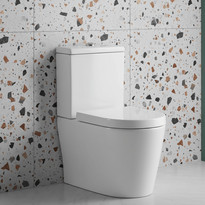 Ekora Rimless Close Coupled Flush-to-Wall Round Toilet