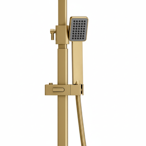 Thermostatic Exposed Shower Mixer Square Design, Brushed Brass