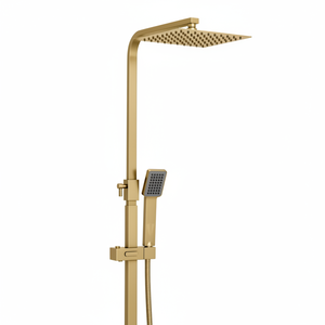 Thermostatic Exposed Shower Mixer Square Design, Brushed Brass