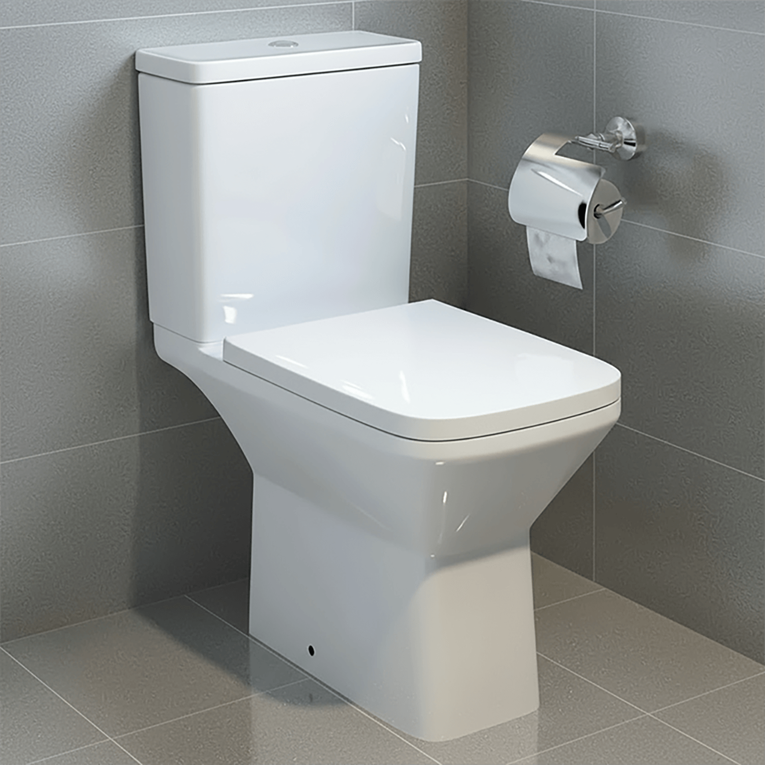 Juniper Square Rimless Close Coupled Toilet with Soft Close Seat