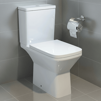 Juniper Square Rimless Close Coupled Toilet with Soft Close Seat