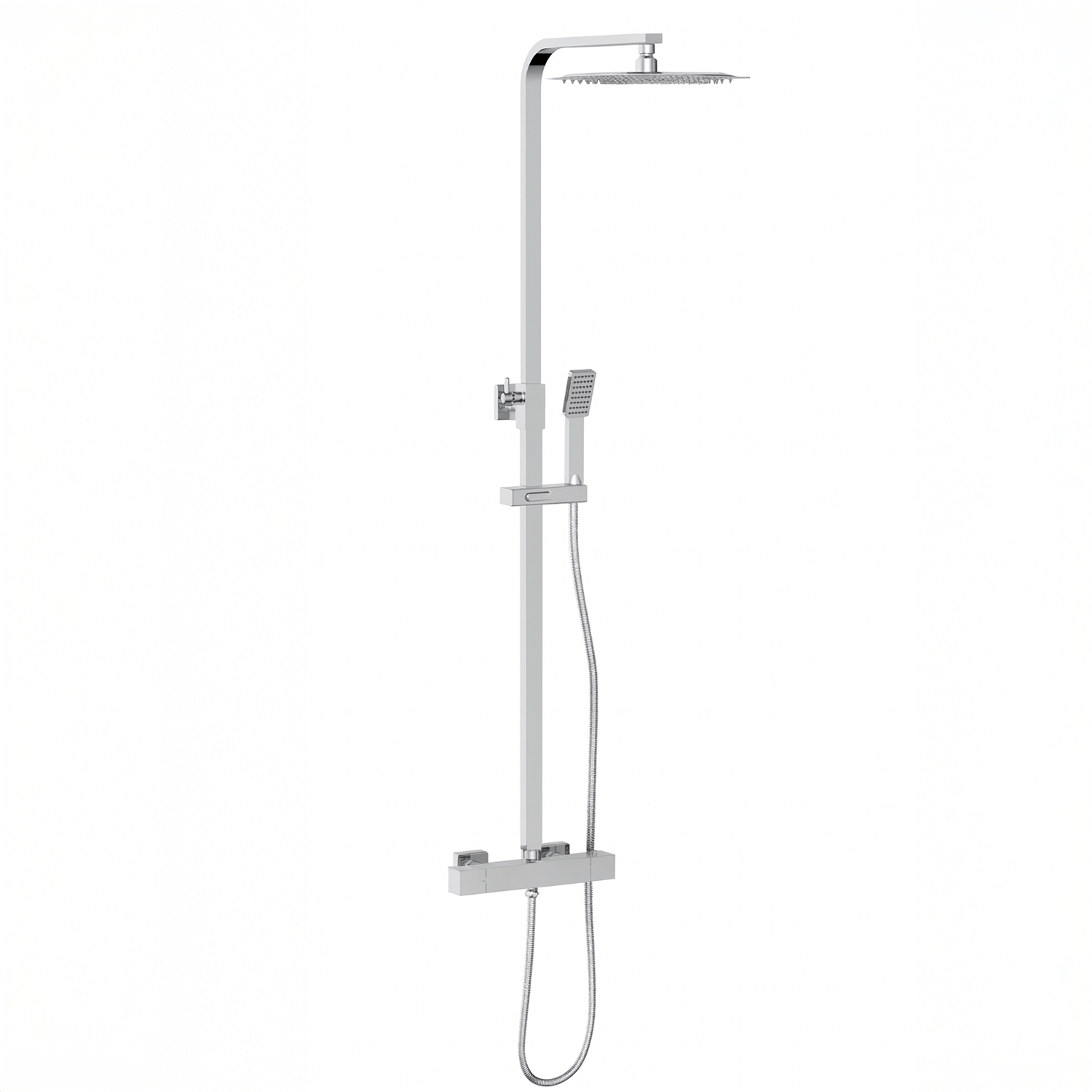 Thermostatic Exposed Shower Mixer Square Design, Polished Chrome