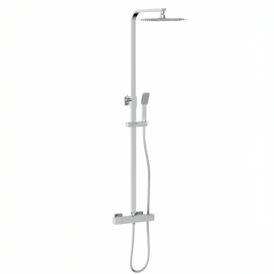 Thermostatic Exposed Shower Mixer Square Design, Polished Chrome
