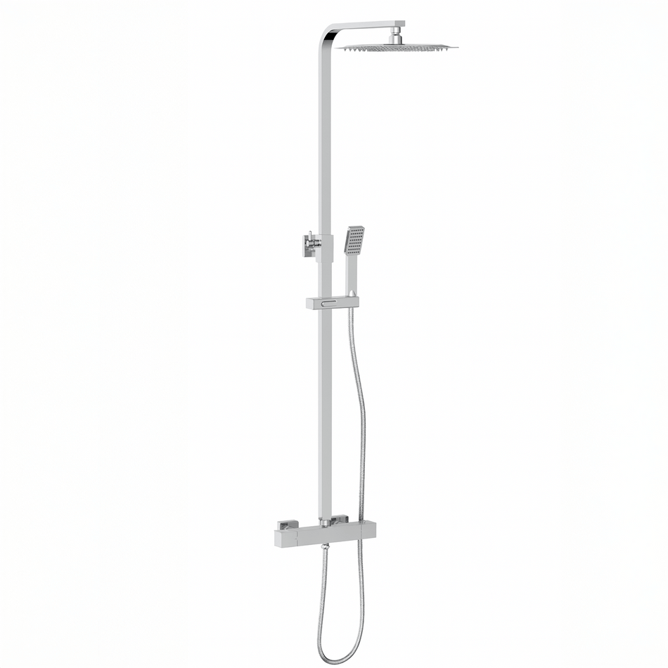 Thermostatic Exposed Shower Mixer Square Design, Polished Chrome
