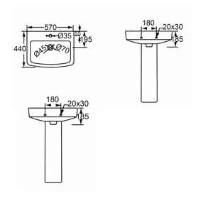 Zyon 550 Pedestal & Basin Square