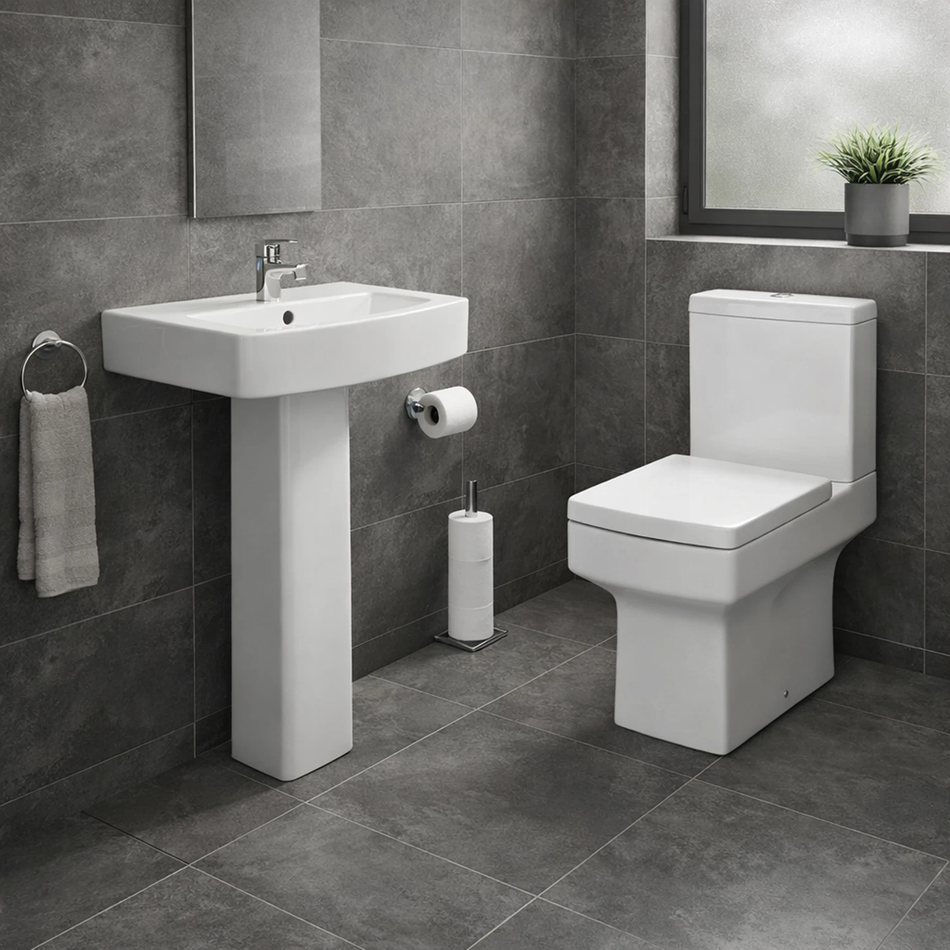 Zyon Close Coupled Toilet & Pedestal Sink