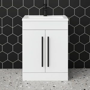 600mm Bathroom White Vanity Black Handles