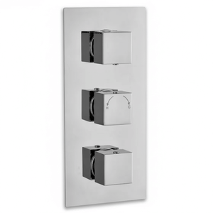 Concealed Thermostatic Shower Valve 3 Outlet 3 Handle Square Chrome