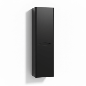 Wall Hung Tall Bathroom Storage Cabinet – 1400 x 350mm Matt Black