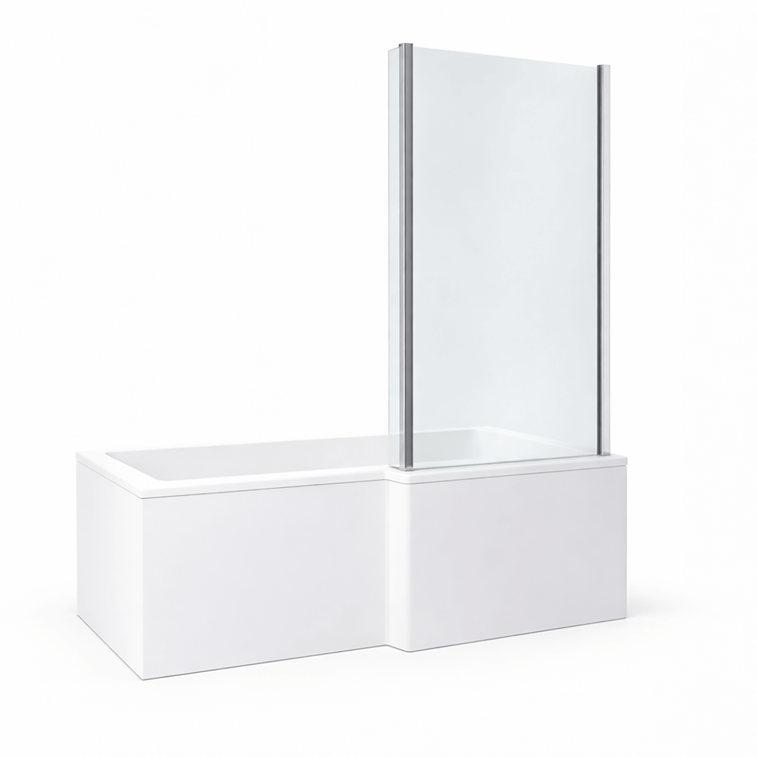 L-Shape Hinged Shower Bath Screen Chrome RH