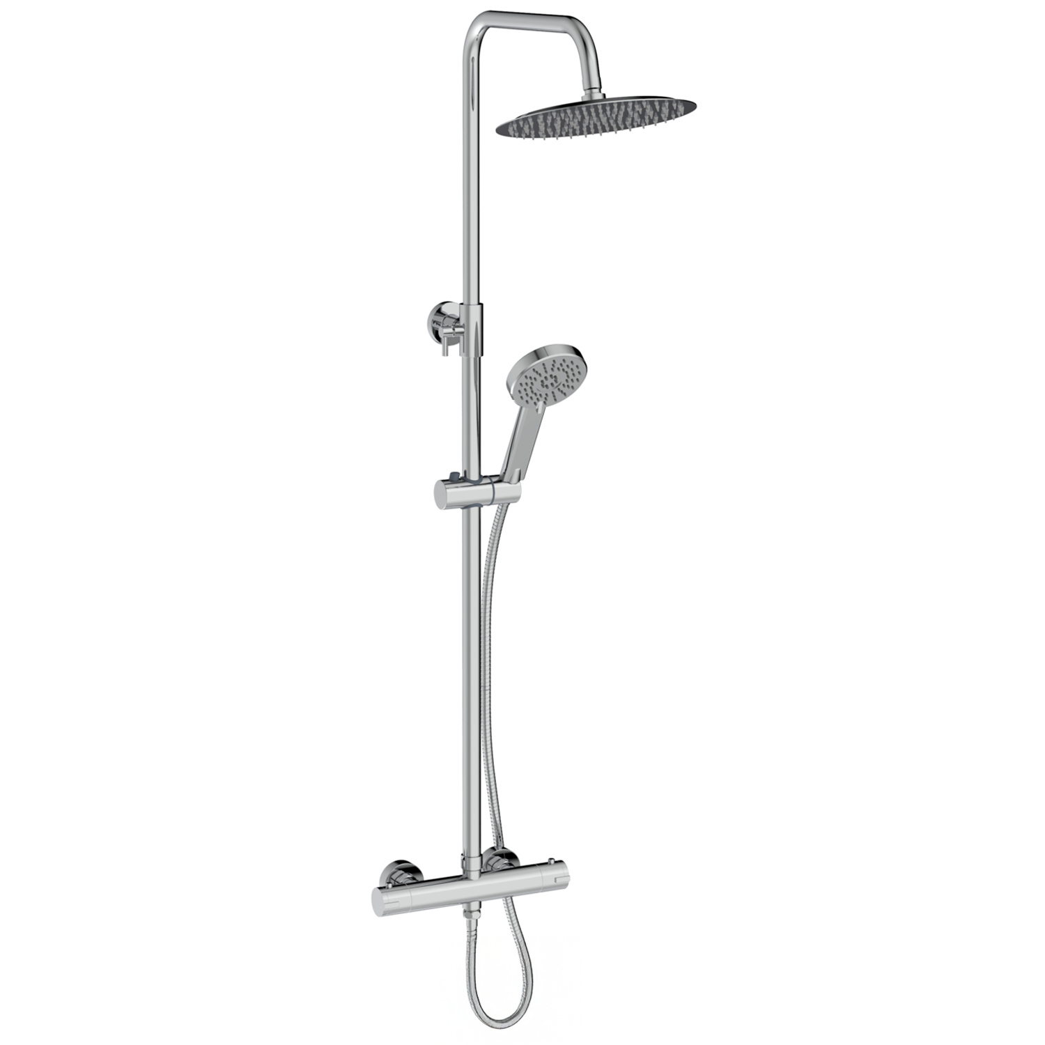 Thermostatic Exposed Shower Mixer Round Design, Polished Chrome