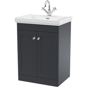 Traditional 600mm Floor Standing Bathroom Vanity Soft Black