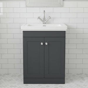 Traditional 600mm Floor Standing Bathroom Vanity Soft Black