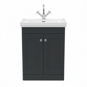 Traditional 600mm Floor Standing Bathroom Vanity Soft Black