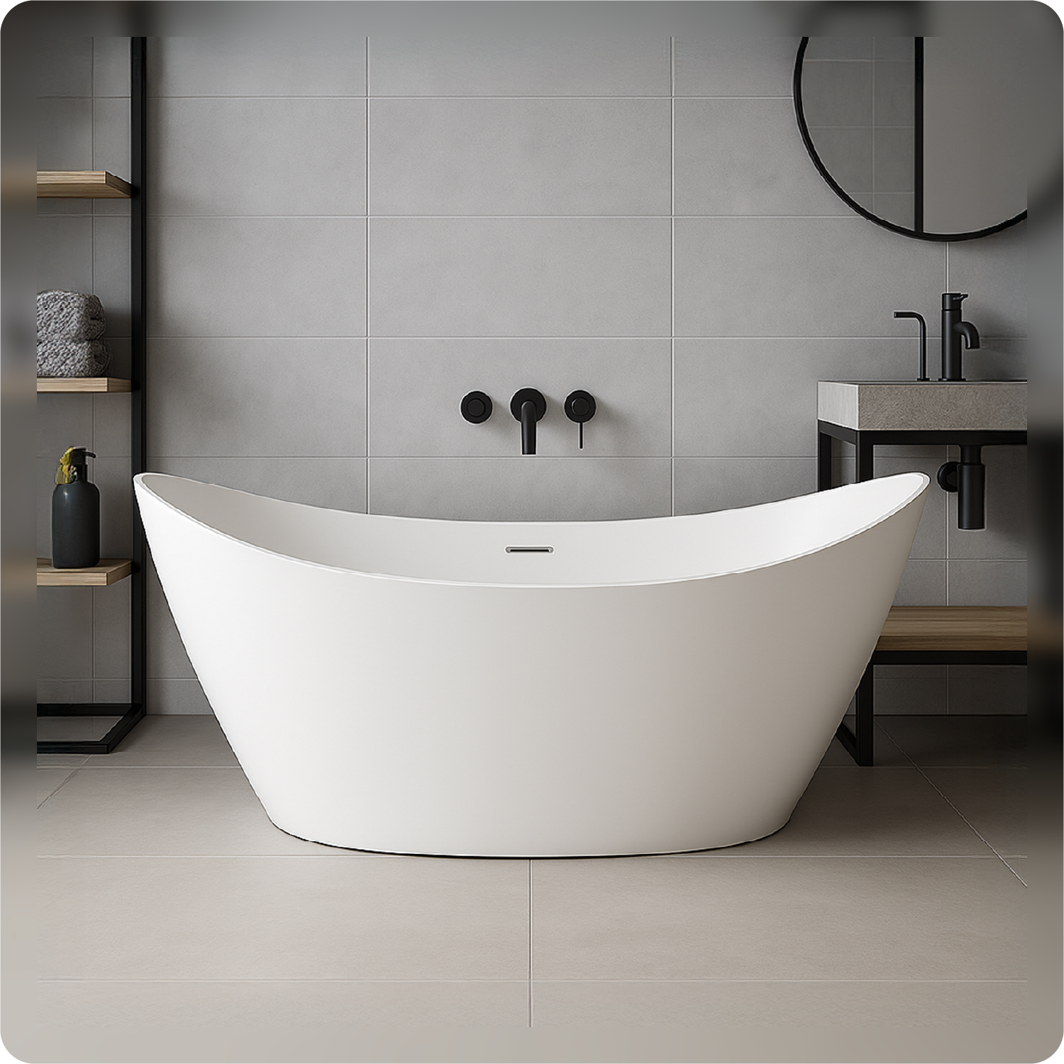 Double Ended Free Standing Slipper Bath  1500 x 770 x 720