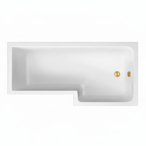 L-Shape Square Shower Bath Right Hand (RH) Brushed Brass Waste