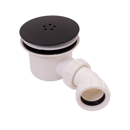 Shower Waste Tap & Cover - 90mm Matt Black
