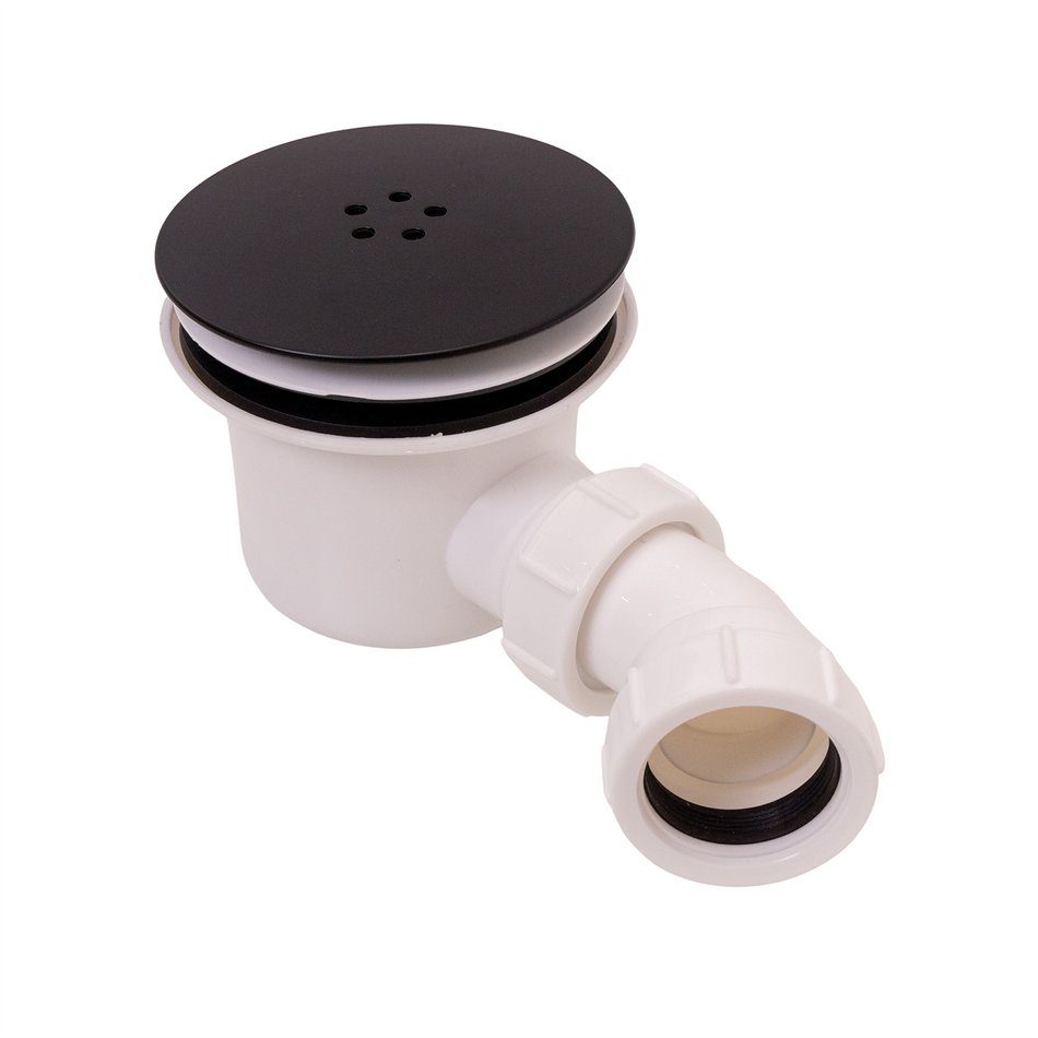Shower Waste Tap & Cover - 90mm Matt Black