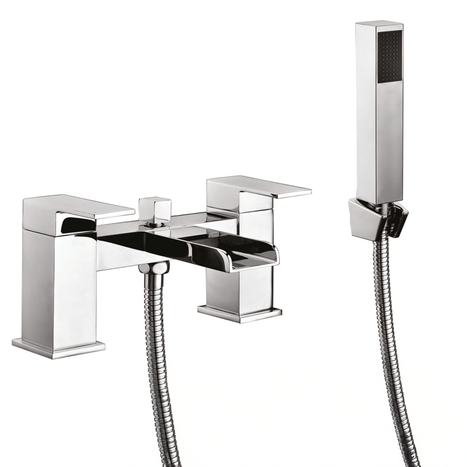 Victoria Chrome Waterfall Bath Shower Mixer Tap With Shower Kit and Wall Bracket