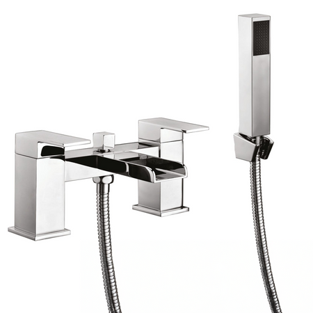 Victoria Chrome Waterfall Bath Shower Mixer Tap With Shower Kit and Wall Bracket