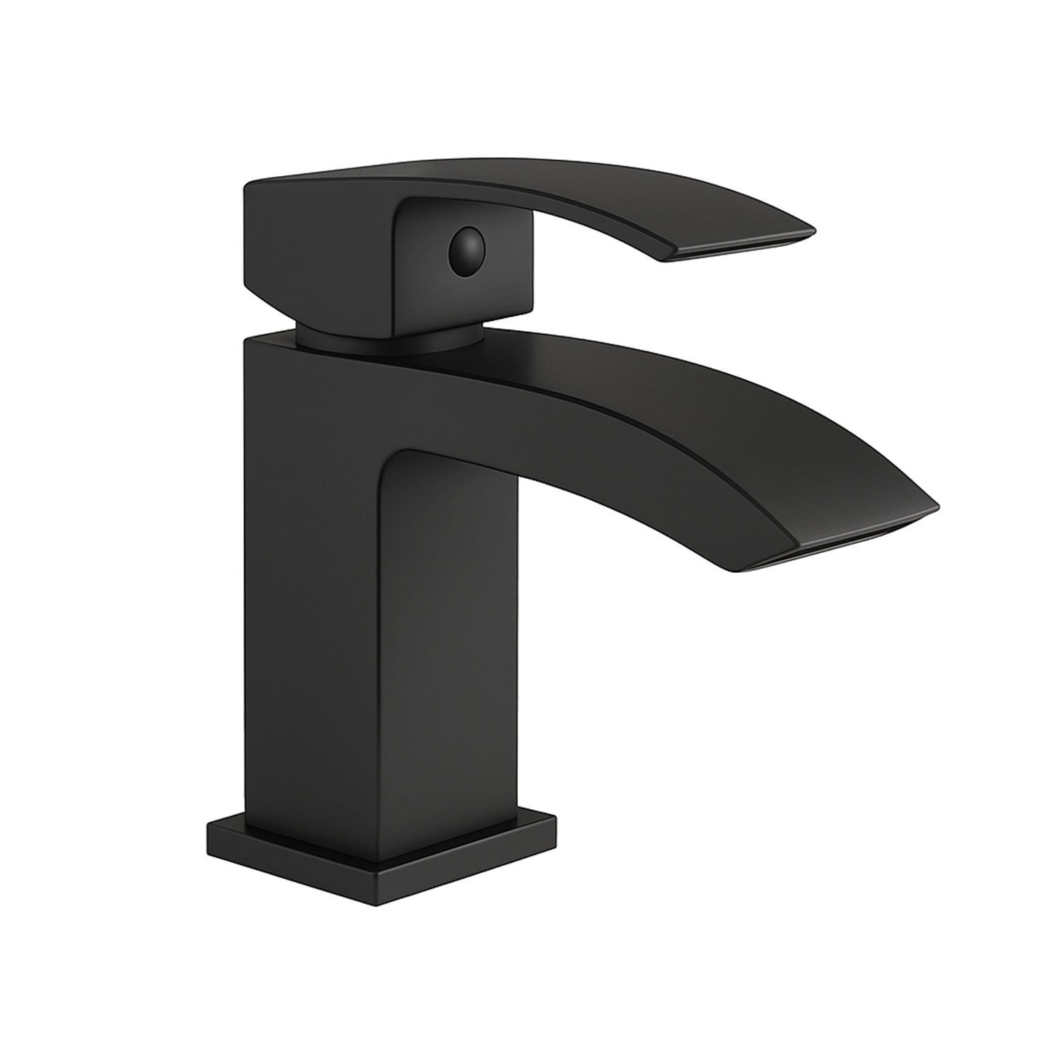 Black faucet on a white background