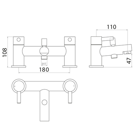 Premier Chrome Bath Shower Mixer Tap With Shower Kit and Wall Bracket
