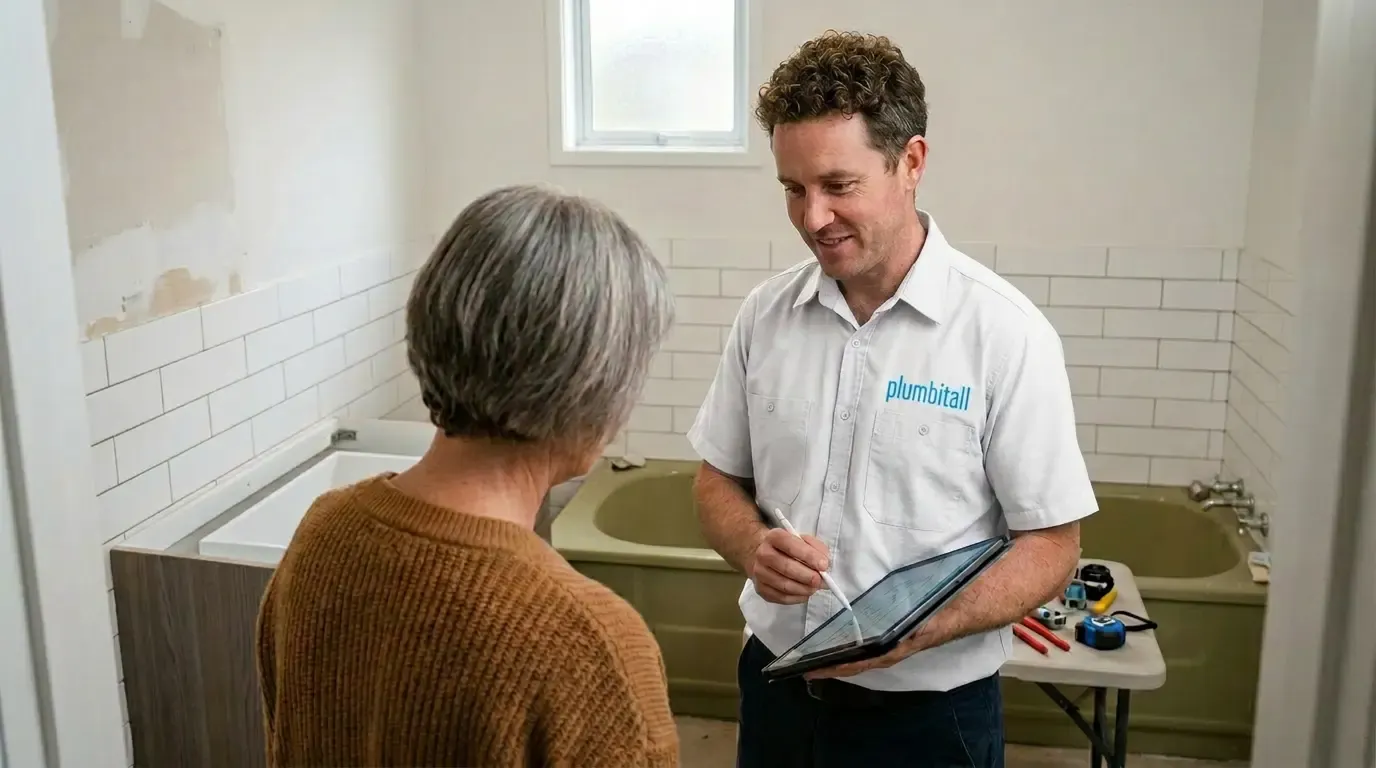 Home design visit — Plumbitall bathroom installer visits your home